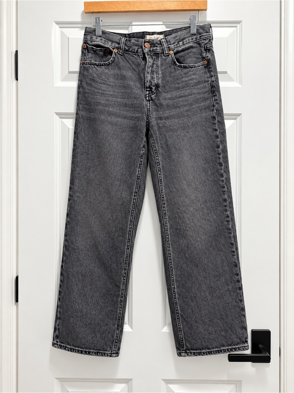 Madewell Low-Slung Baggy Jeans 24P Black Gray Wash Wide Leg Denim